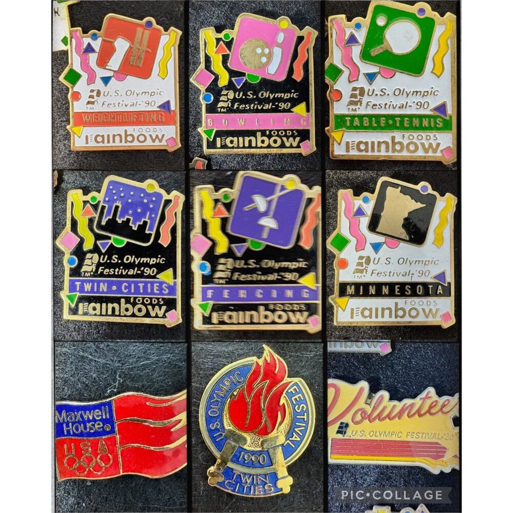 1990 U.S. Olympic Festival Rainbow Foods Hat Pins 62 PC Collectible Minnesota - Picture 6 of 16
